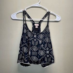 Aztec Crop Tank Top - Black and White